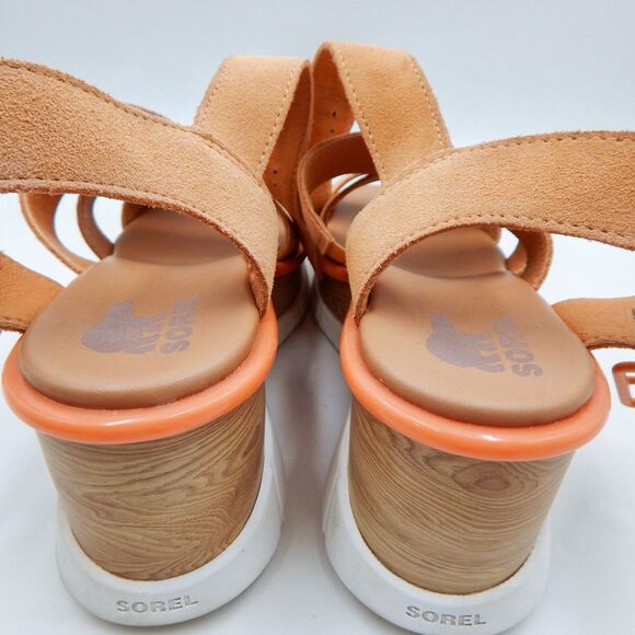 Sorel Joanie III Womens Tan Suede Slingback Wedge Sandals NL4673-877 Size 8 - Picture 9 of 14
